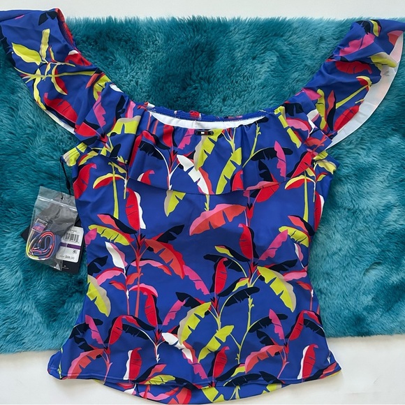 Tommy Hilfiger Vibrant Off-Shoulder Ruffle Tankini Size XXL - Picture 7 of 14